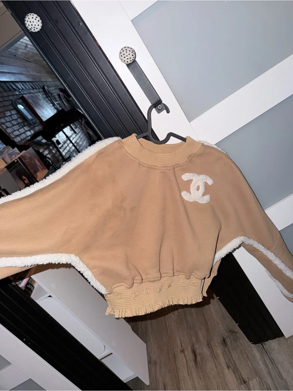 Cozy Crop Sweater in Camel with Contrast Trim. Please see all